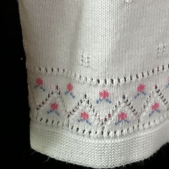 Vintage Billie Jo Cardigan Sweater Size Medium Large?? White Pink Floral Cottage - Picture 4 of 8